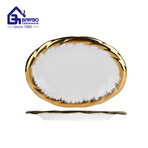 New electroplating flower design sublimation porcelain flat plate