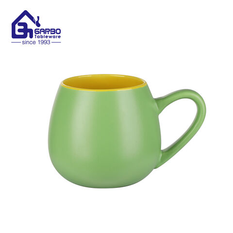 660ml big size ceramic cereal mug with light green color factory in China