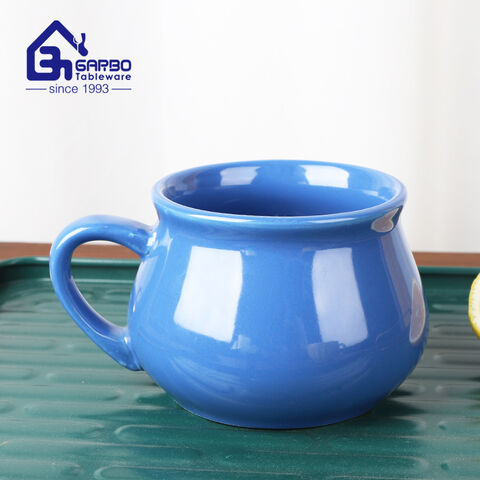 460 yellow lined stoneware mug coffee mug factory from China