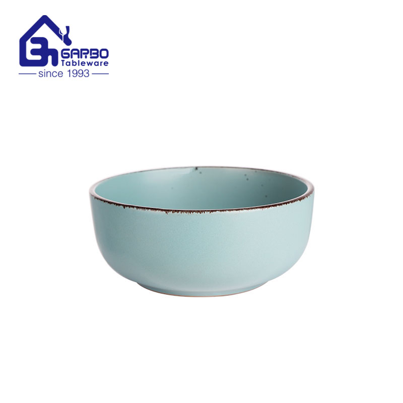 7 inch green glazed surface soup bowl with inner printing factory in China