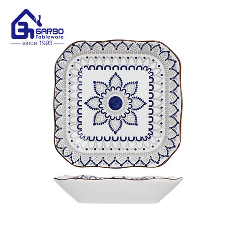 Hot sale 9 inch porcelain soup plate with printing design