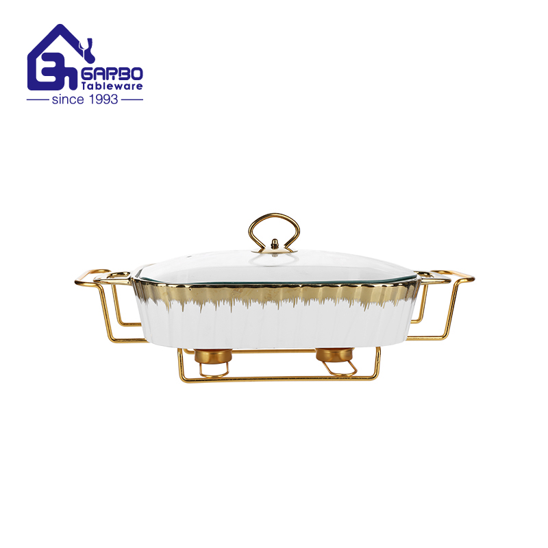 1700ml rectangle Reinforced Porcelain casserole with steel rack factory from China