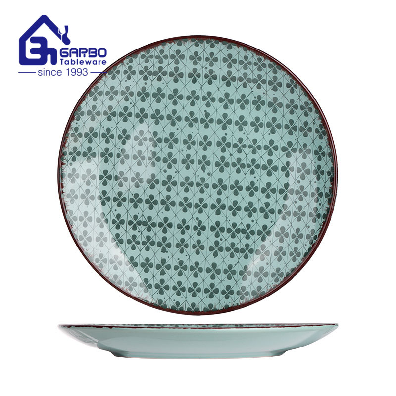 round shaped 10.5 inch stoneware dinner plate flat plate customized printing dish 