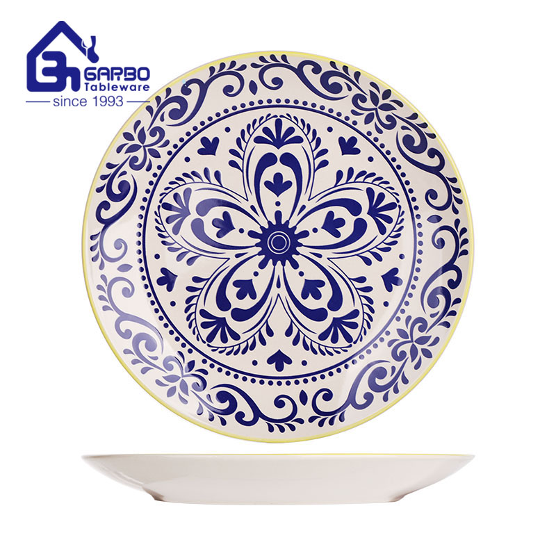 round shaped 10.5 inch stoneware dinner plate flat plate customized printing dish 