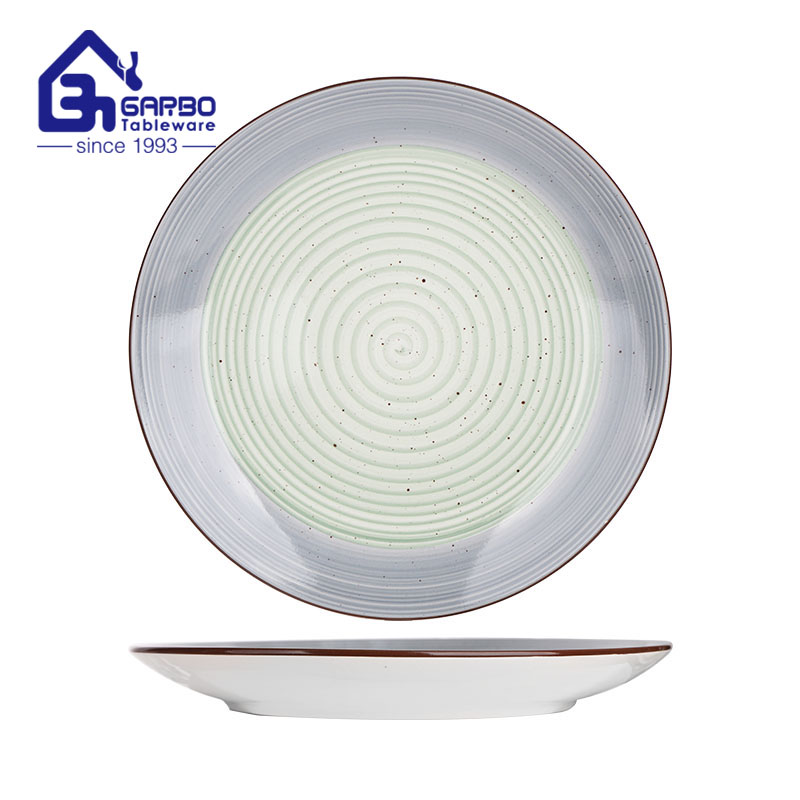 round shaped 10.5 inch stoneware dinner plate flat plate customized printing dish 