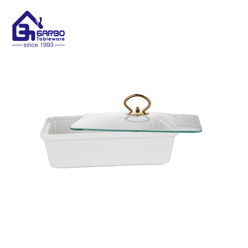 10.55 inch rectangle Reinforced Porcelain casserole with lid for sale