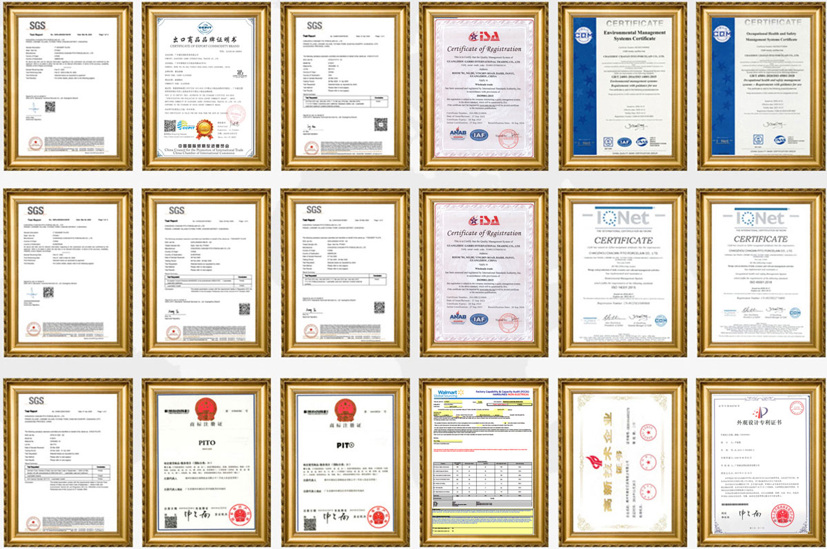 tableware certificate display