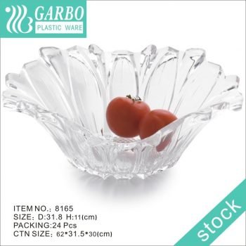 Dishwasher safe flower shape deep fruit plastic plate