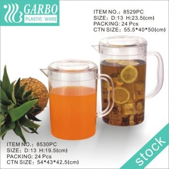 Plastic PP Beverage Juice Plastic Jug  With Handle Lid Pitcher