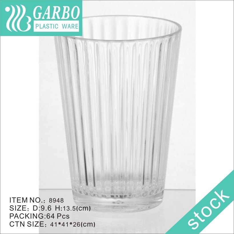 Home use transparent 310ml/400ml/480ml reusable plastic material PC water cup with pattern