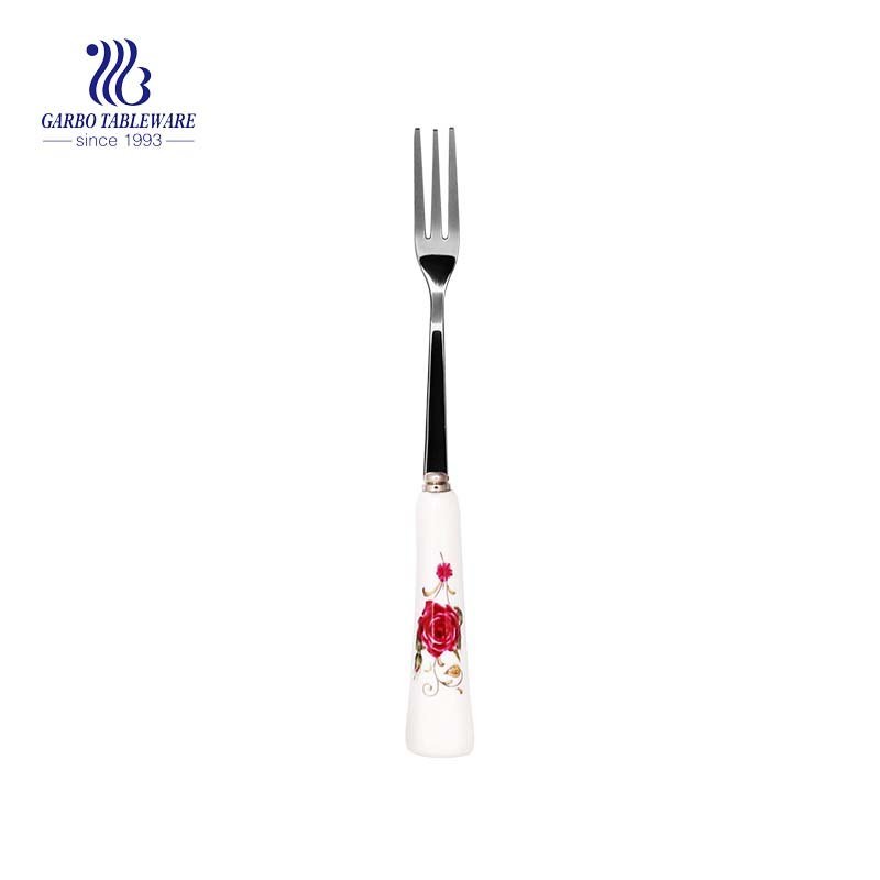 Mirror polished stainless steel fork with ceramic handle