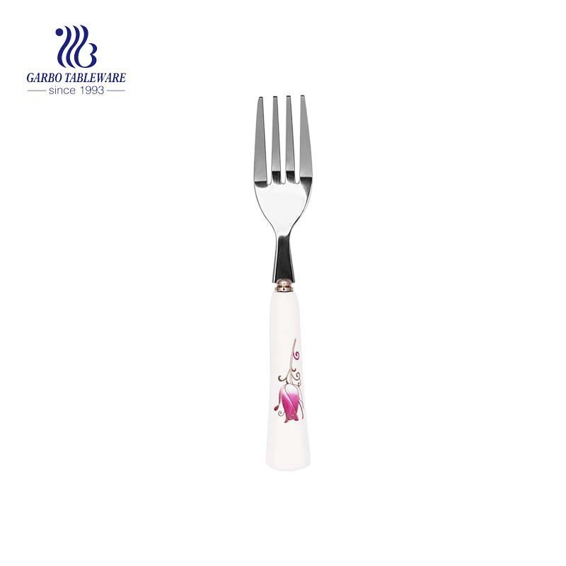 Mirror polished stainless steel fork with ceramic handle