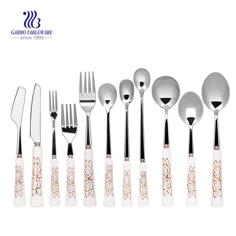 Stainless Steel Set 11 Pieces Cutlery Set Tableware Printing Plastic Handle