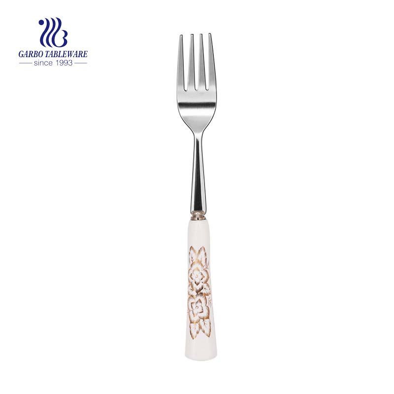 Mirror polished stainless steel fork with ceramic handle