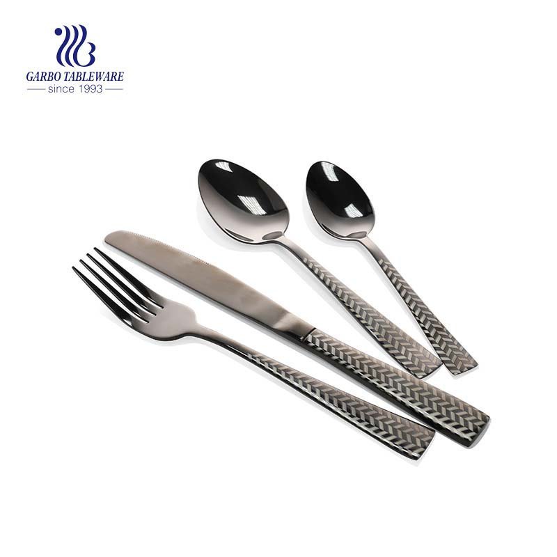 4 Piece Titanium Iridescent Colorful Plated Rainbow Flatware Set Stainless Steel Cutlery