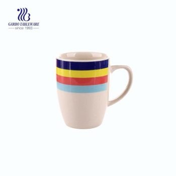 300ml customized stoneware hand printing ceramic coffee mugs with handle