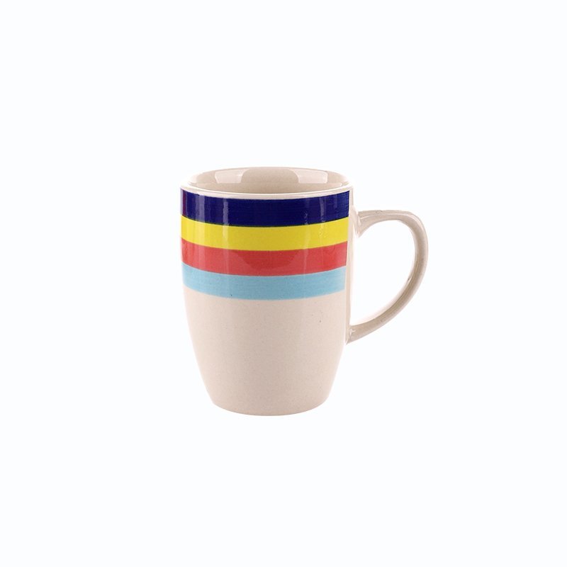 240cc Factory OEM glazed printing colored ceramic coffee cup with handle