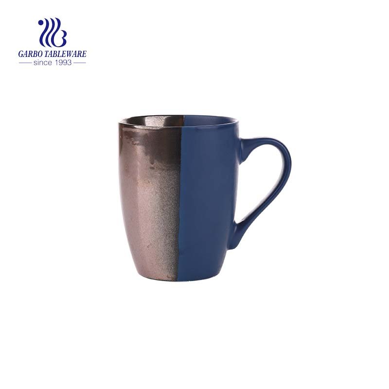 300ml customized stoneware hand printing ceramic coffee mugs with handle