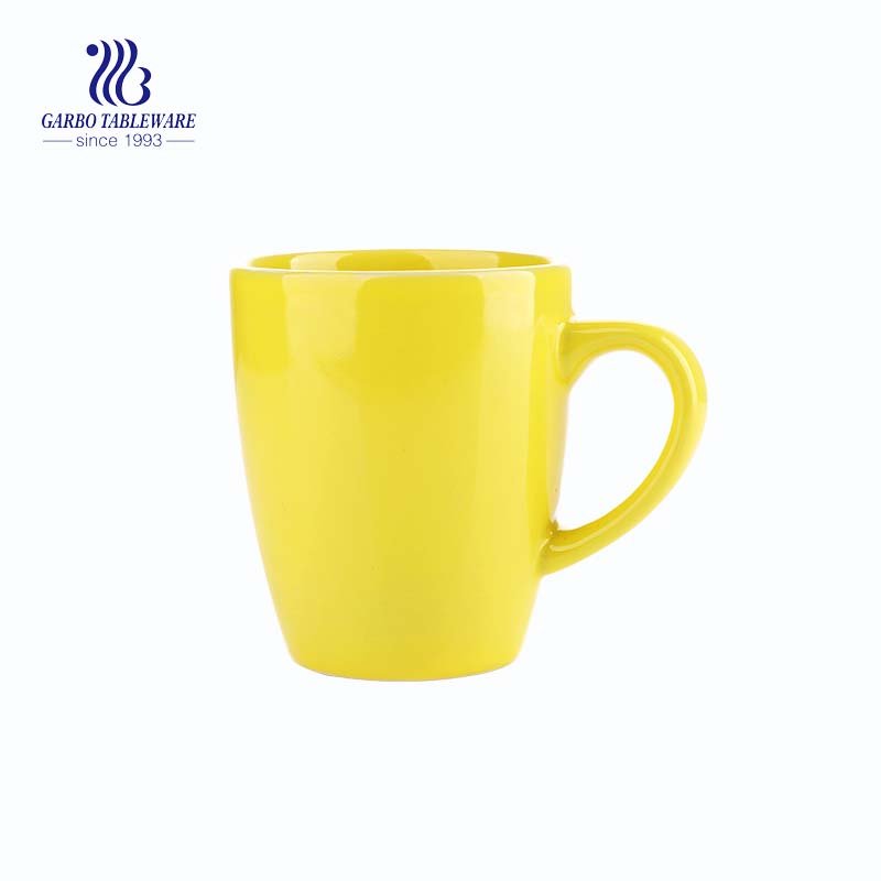 300ml customized stoneware hand printing ceramic coffee mugs with handle