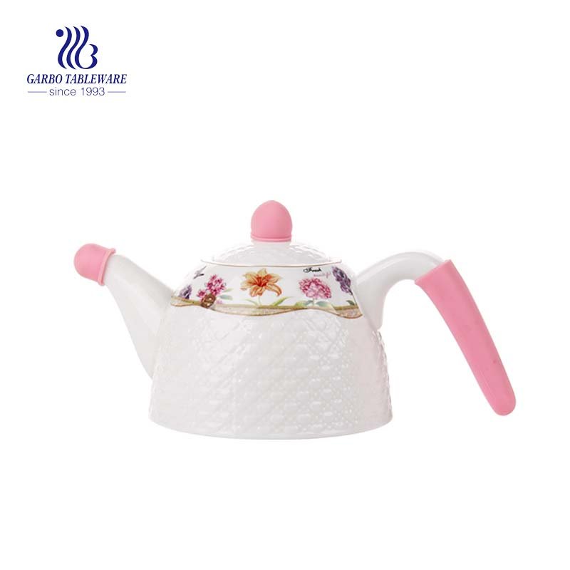 740ml white ceramic handmade ceramic tea pot