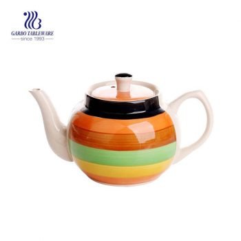 1000ml handmade stoneware hand printing wholesale bulk packaging ceramic teapot