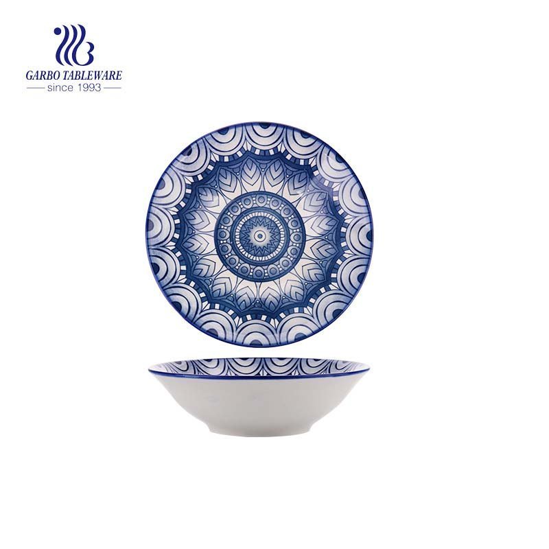 Best selling factory price blue white classical noodle soup ramen ceramic bowl with good quality