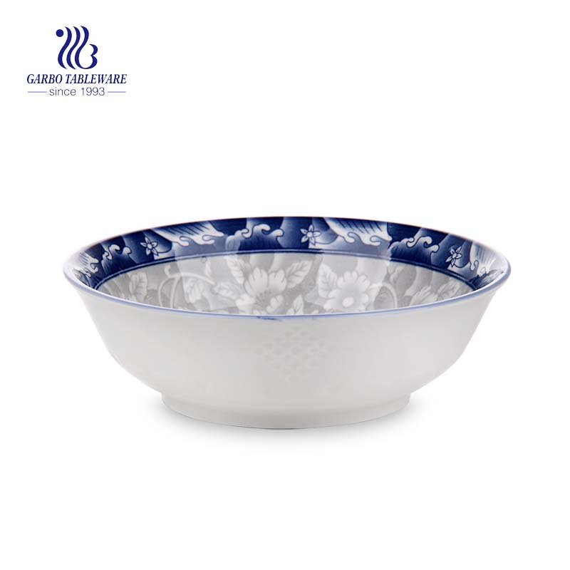 Best selling factory price blue white classical noodle soup ramen ceramic bowl with good quality