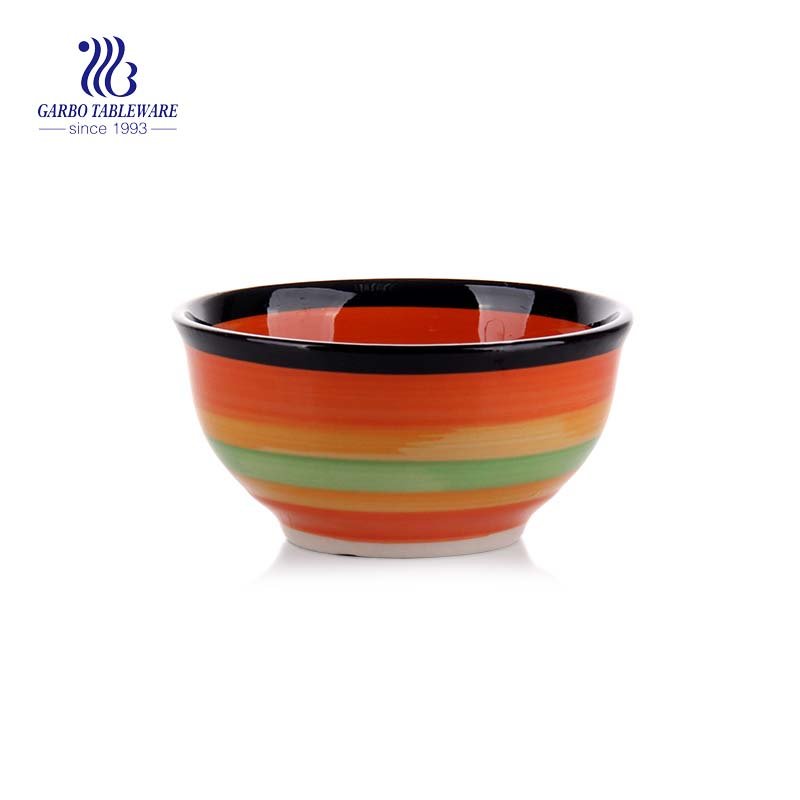 540ml wholesale colored decorative striped soup salad ceramic bowl with factory price