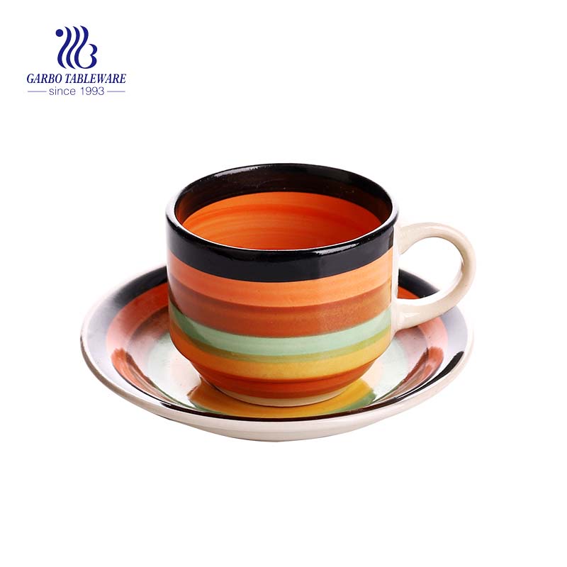 Breakfast  Series  Yellow  210ml Ceramic Coffee Mug And Saucer Set