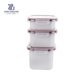 3pcs set of fresh box made of 304 stainless steel and airtight bamboo lid