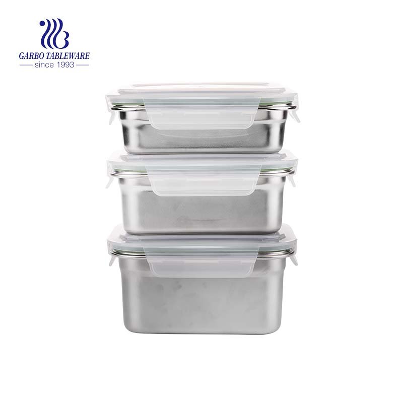 400ml 304 stainless steel fresh box with airtight bamboo lid