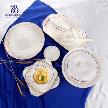 China factory luxury dinner set with gold rim design ceramic dinnerware sets