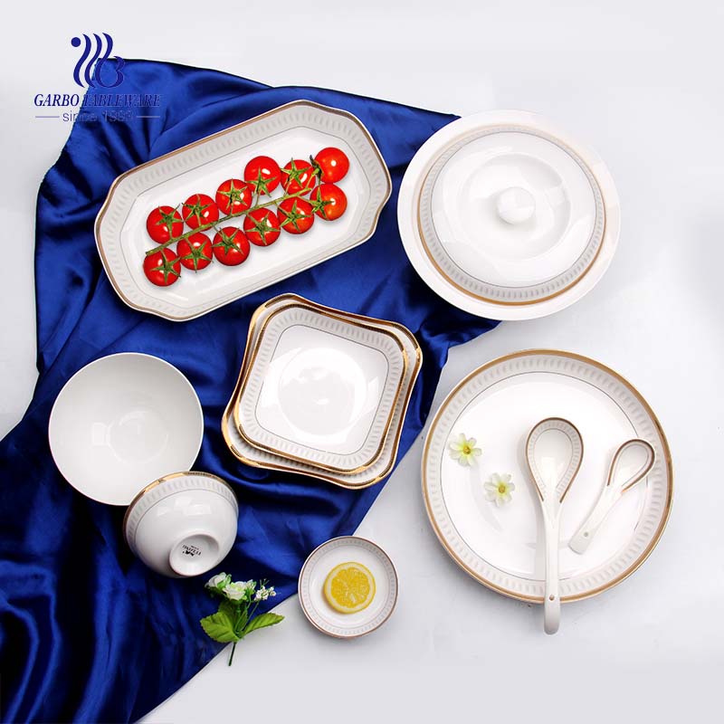 50PCS wholesale nice decal designs ceramic tableware porcelain dinnerware sets for restaurant hotel home