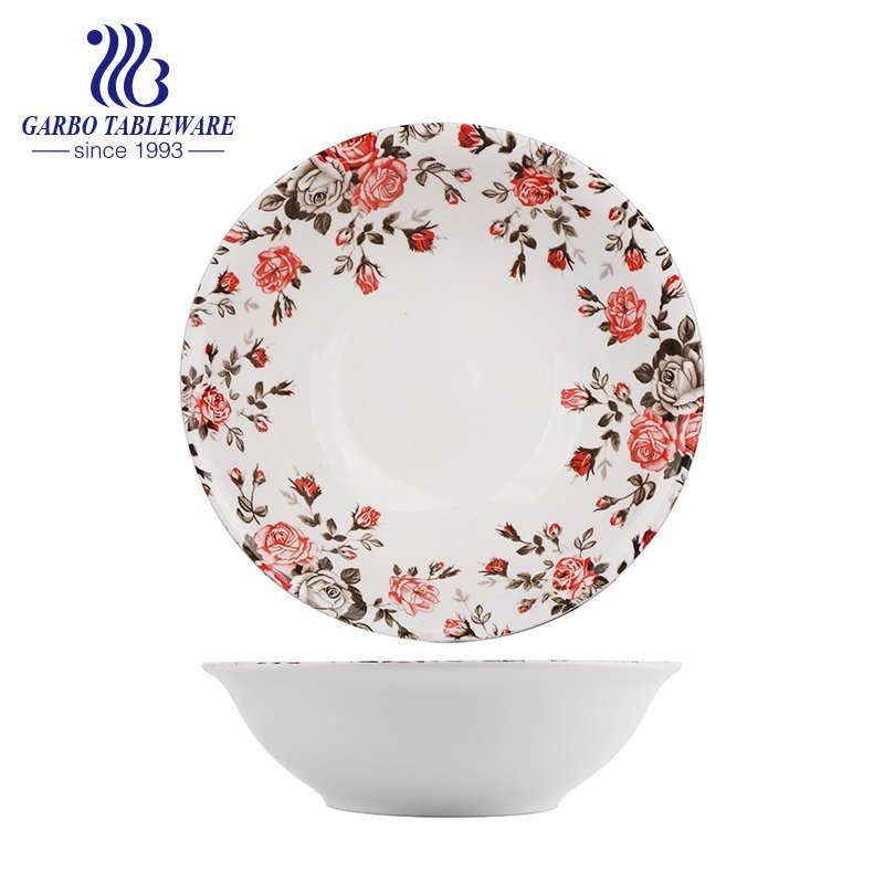 China Factory Cheap Price Nice Flower Design 8 inch Soup Serving Dish Ceramic Dinner Plate