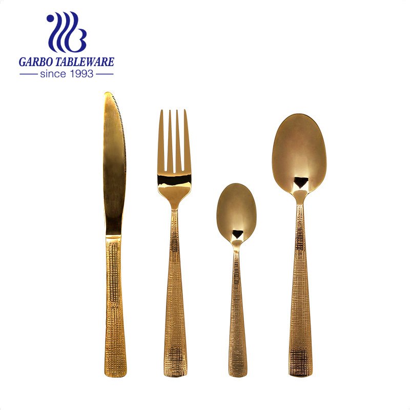 Multipurpose Use for Home, Restaurant, Hotel Black Metal Cutlery 16 Pieces with Patterns on Handle