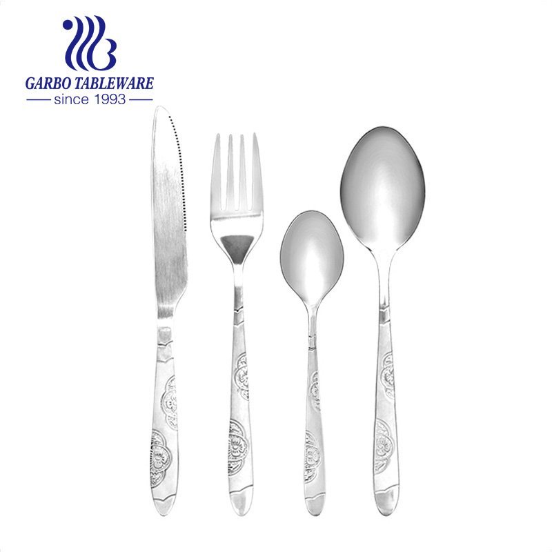 Multipurpose Use for Home, Restaurant, Hotel Black Metal Cutlery 16 Pieces with Patterns on Handle