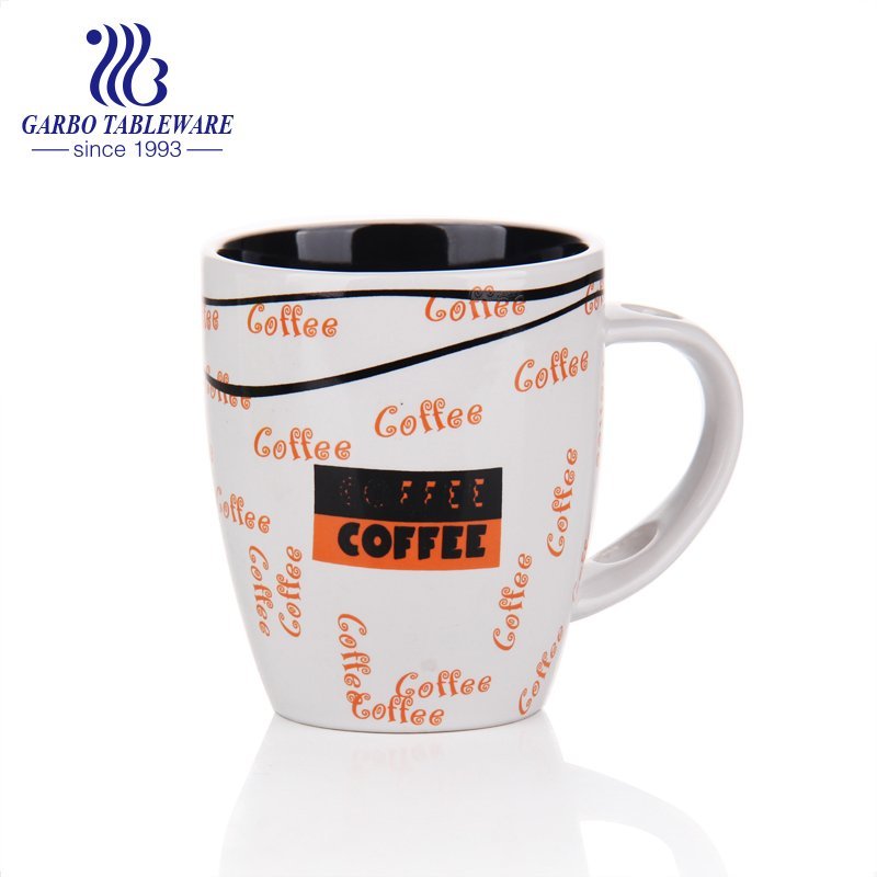 Clear high quality porcelain ceramic mug custom printing design water cup with handle