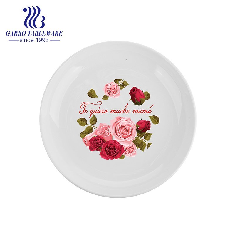 Hot sale Custom Design White Flat Plate 9Inch Porcelain Food Serving Dish