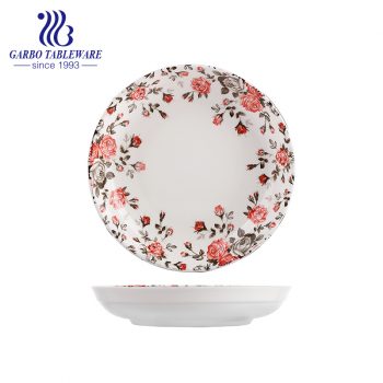 China Factory Cheap Price Nice Flower Design 8 inch Soup Serving Dish Ceramic Dinner Plate