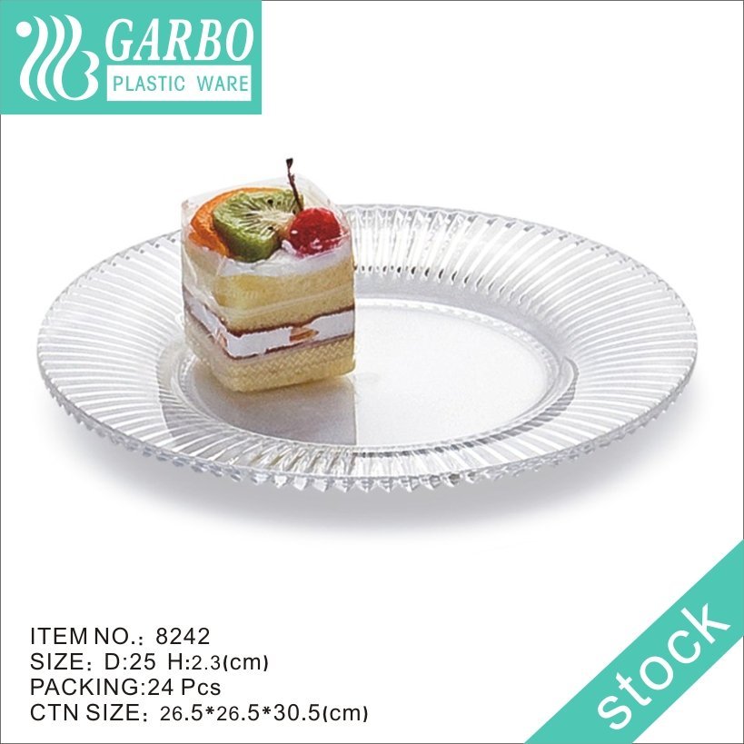 Round 12inch Durable Strong Plastic Serving Platters Stylish Clear Dinner Plates for Outdoor Events