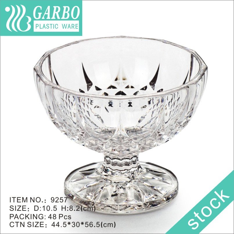 Clear thin irregular shape plastic dessert salad fruit ice cream glass bowl dinner salad serving bowl for home restaurant