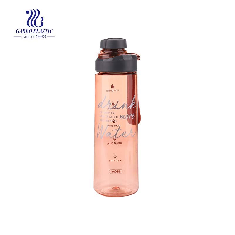 300ml Purple Color Plastic Water Bottle with A Plastic Straw for Children