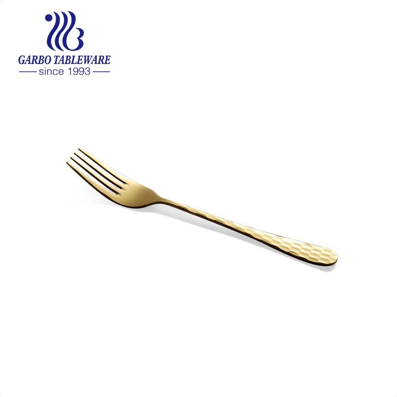 Rose gold plated stainless steel salad fork wholesale with long handle 8.8inch mirror polished flatware