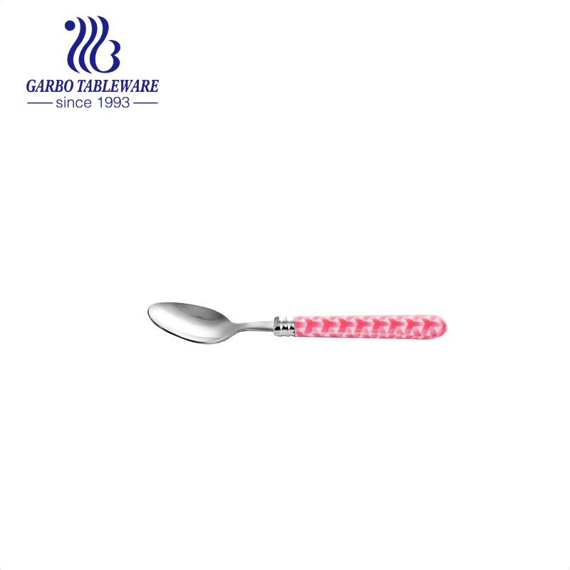 European style elegant golden plating 410 stainless steel salad mixing spoon with ceramic handle