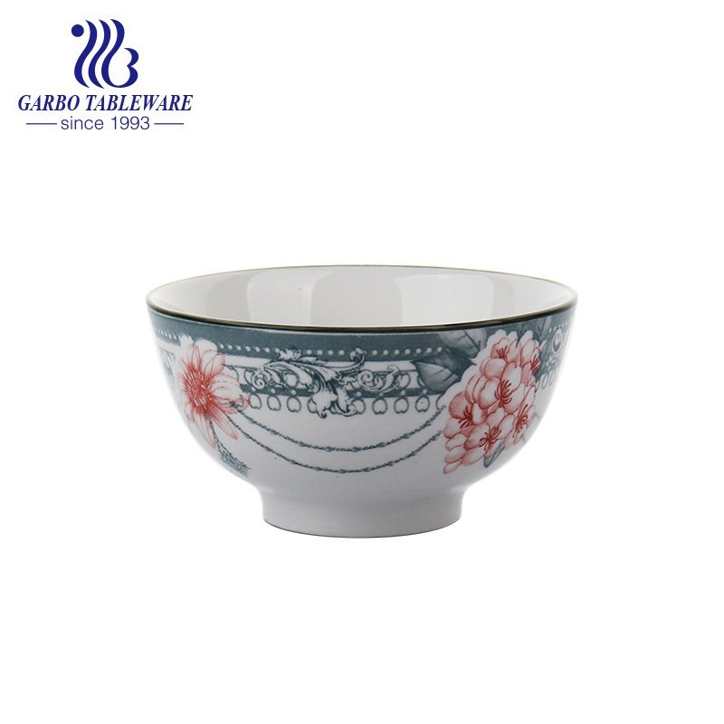 Factory Wholesale promotion custom decor 4.5 inch round porcelain rice bowl soup bowl ceramic tableware bowls set Microwave and Dishwasher Safe