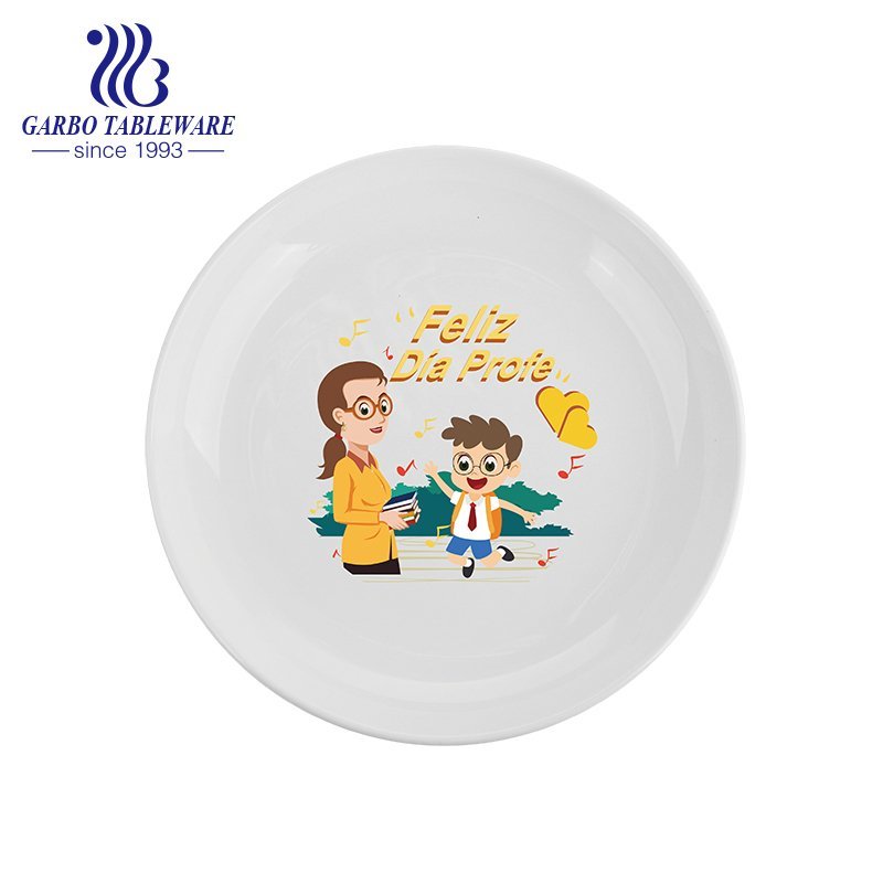 Wholesale cheap custom OEM flower design dinner serving plain 9inch porcelain dinner plate