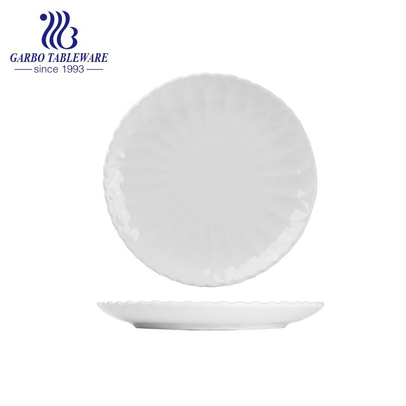 Wholesale elegant pure white porcelain tableware pizza 12inch ceramic charger plate