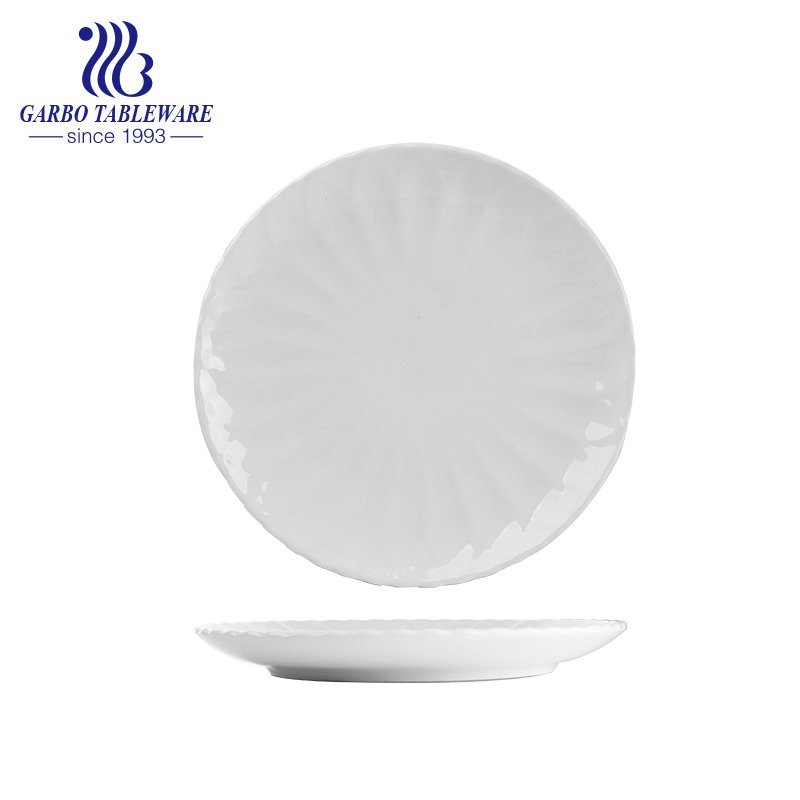 Wholesale elegant pure white porcelain tableware pizza 12inch ceramic charger plate