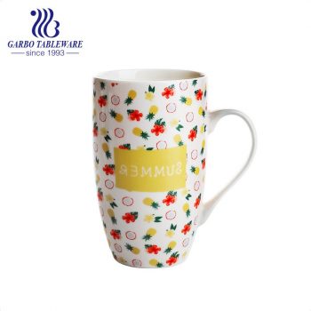 14oz printing ceramic porcelain water mug with fresh design Asia hot sale 400ml ceramic drinking ware cup for home