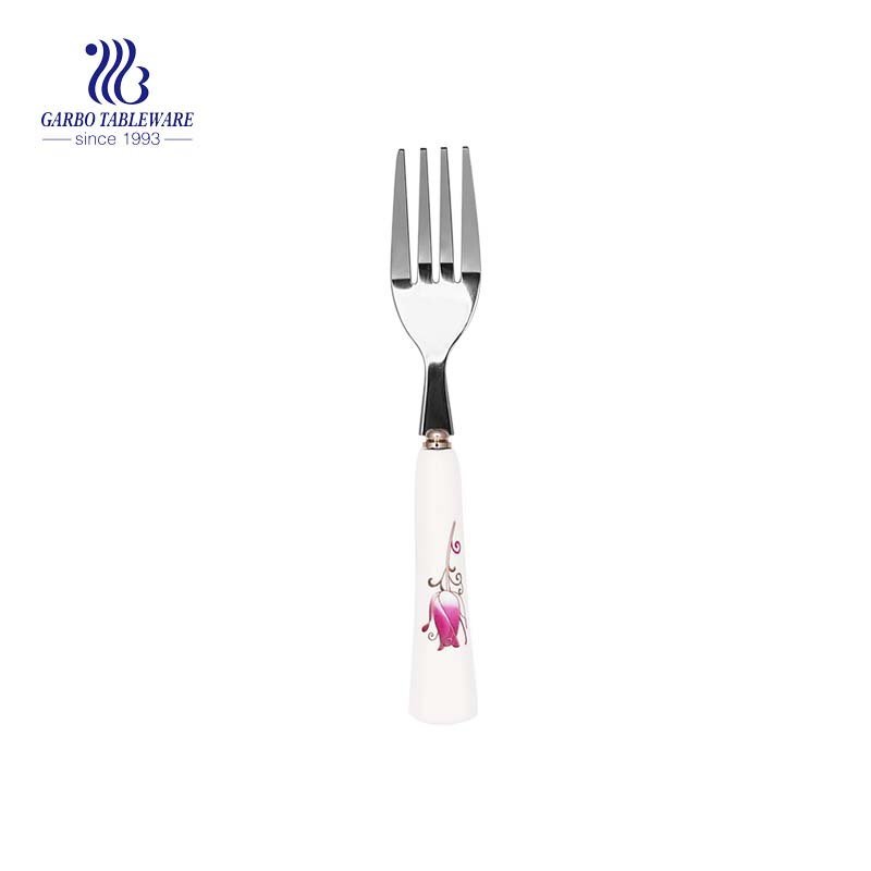 Food grade small children dinner flatware fork with PP handle wholesale stainless steel cake dessert fork